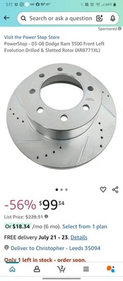 Powerstop delantero izquierdo evolution rotor perforado y ranurado 03-08 dodge ram 3500 Foto 1 de 2