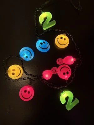 Juego de 8 cuerdas de luz molde soplado Smiley Happy Faces vintage (con el #2) Foto 1 de 2