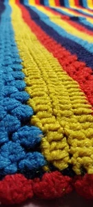 Vintage Crochet Knit Afghan Blanket Throw 46x72 Granny Rainbow Striped Superman - Picture 1 of 6