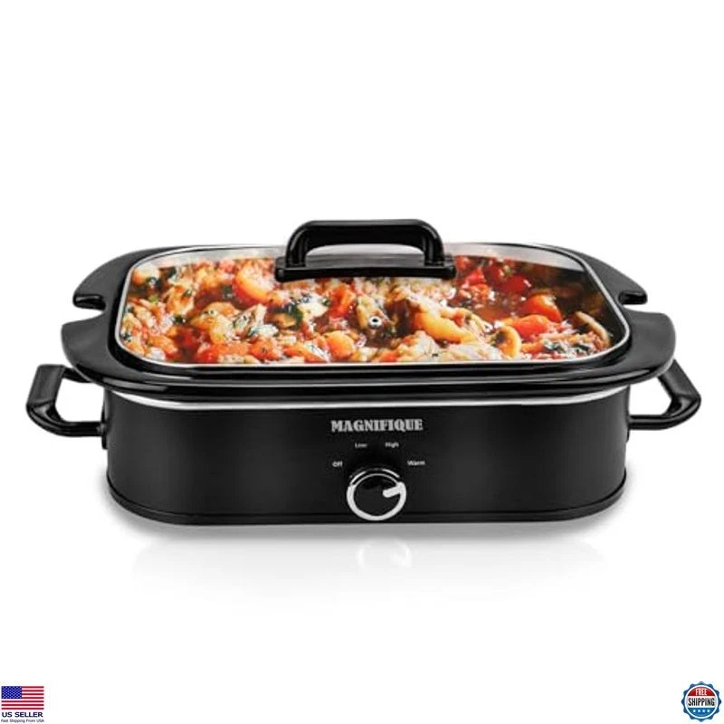4-Quart Slow Cooker with Manual Warm Setting, Dishwasher Safe, Black - Image 1 of 4