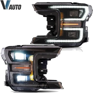 Faros LED NEGROS secuenciales para Ford F150 18-20 XL XLT lado conductor pasajero - Imagen 1 de 14
