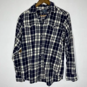 Polo Ralph Lauren Flannel Shirt Boys XL Blue Cream Plaid Elbow Patch Cotton - Picture 1 of 8