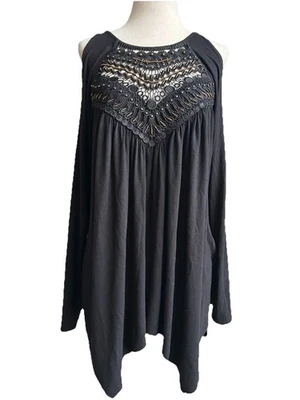 Top túnica Venus para mujer hombro frío con cuentas encaje talla L caprichoso boho Foto 1 de 4
