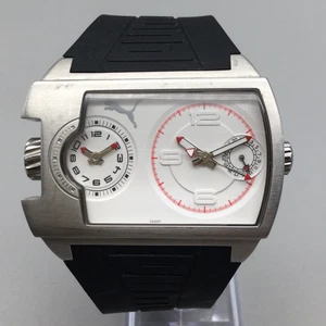 Puma Motorsport Watch Mens 49mm Large Dual Time Silver Tone New Battery - Picture 1 of 14