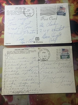 Us Flag Stamps Cancelled 1972 Postcards Lot of 2 - Image 1 of 4