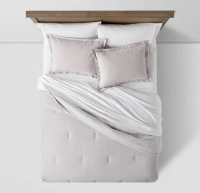 Threshold Comforter & Sham Set Cotton Linen Chambray, Gray, Twin/Twin Extra Long - Image 1 of 4