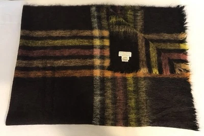 New Vintage Archie Brown & Son Wool / Mohair Throw Plaid Blanket Fringe 50”x68” - Image 1 of 4