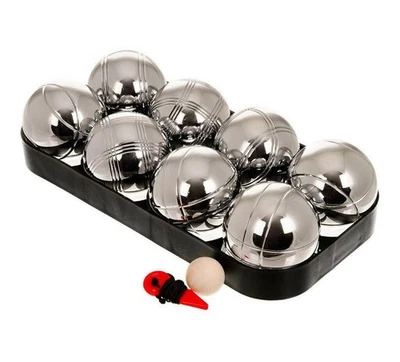 METETEL Boules Set 8 Metal Balls & 1 x Jack & Case, Camping Games, Outdoor Garden Game