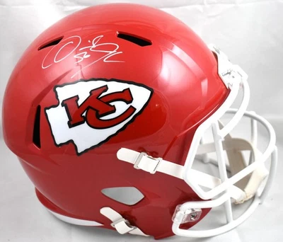 Casco de velocidad autografiado por Derrick Johnson Kansas City Chiefs F/S - Beckett con holograma Foto 1 de 4