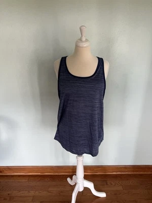 Sujetador sin mangas Reebok Racerback Burnout Stripe Hi Low para mujer L incorporado Athleisure Foto 1 de 4