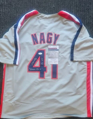 Charles Nagy Signed Gray Jersey Stat JSA - Image 1 of 2