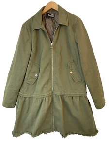 Rare Love Moschino Olive Drop Waist A-Line Coat Dress Full Zip Size 10 10034 - Picture 1 of 13