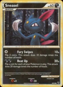 2x (HSDT-068) Sneasel (C) Pokemon HGSS Undaunted Card # 68 - Picture 1 of 1