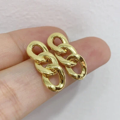 Authentic 18K Gold Earrings Tif any Cub Cuban 100% Yellow Gold - Image 1 of 3