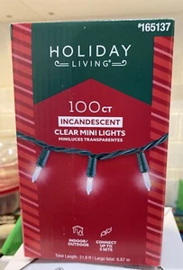 100 ct Mini Lights Clear Incand. Green Wire by HOLIDAY LIVING - Picture 1 of 3