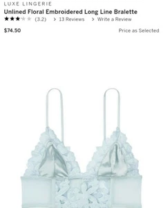 VS luxe lingerie long line floral embroidered bralette new S (DD) dusty blue - Picture 1 of 6