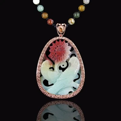 Collar de plata tallado a mano loro 22" DC302000 Foto 1 de 3