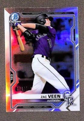 2021 Bowman Chrome Prospects Refractor #BCP-3 Zac Veen /499 - Image 1 of 3