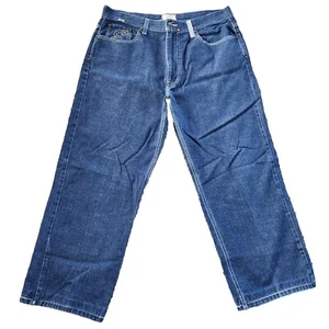 VTG Enyce Mens Jeans Y2K Baggy Wide Leg Embroidered Skater Relaxed Blue - Picture 1 of 15