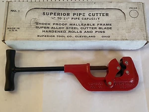 Superior Tool #1 Pipe Cutter 1/8"-1-1/4" Pipe Capacity Heavy Duty Pipe Cutter - Picture 1 of 4