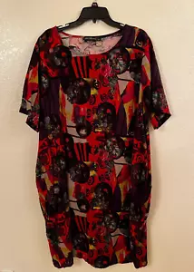 100% Linen Rich Earth Tones Tunic Dress Art To Wear Zanzea Collection Size 5X - Picture 1 of 7