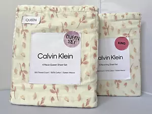 NUOVO 4 pezzi Calvin Klein PETALI CADENTI Dusty Rose set lenzuola regina o re nuovo con etichette - Foto 1 di 6