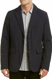 $595 NWT VINCE Sz38 NYLON PUFFER TWO BUTTON SPORT BLAZER COASTAL BLUE - Picture 1 of 3