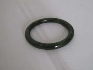 VINTAGE SPINACH GREEN  JADE  BRACELET;S (2) 38 GRAMS, 40 GRAMS, ONE HAS A CHIP - Picture 1 of 7