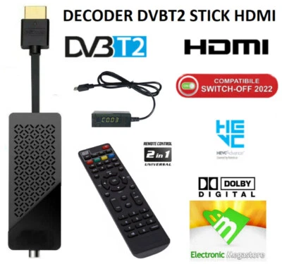 ANFEL Decoder Digitale Terrestre DVB-T2 Pocket SRT-82 Ricevitore TV FullHD 10Bit HDMi