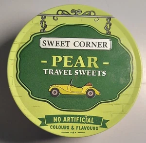 sct 17 SWEET CORNER - PEAR Travel  sweets - scatola vuota- h cm 4 - diam cm 10 - Foto 1 di 1