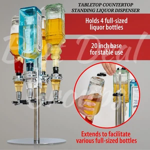 Dispensador de licor de pie para encimera de mesa de 4 estaciones almacenamiento de vino bar en casa - Imagen 1 de 4