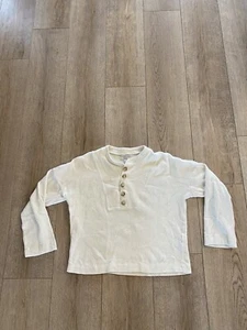 Madewell Texture & Thread Seamed Henley Cream button details size S - Picture 1 of 10