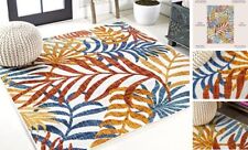 JONATHAN Y AMC100B-6SQ Tropics Palm Leaves Indoor 6 ft Square Cream/Orange