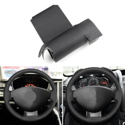 Cubierta de cuero negro para volante de coche para Renault Duster Dacia Lodgy Foto 1 de 4