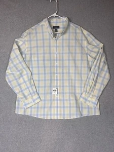 Camisa Club Room Para Hombres XXL Amarilla LT Azul Guinga Calce Ajustado Manga Larga Botón - Imagen 1 de 10