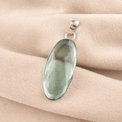 Aquamarine Gemstone Indian Jewelry 925 Sterling Silver Pendant For Girls - Image 1 of 4