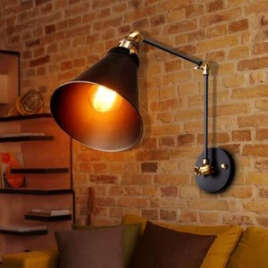 Retro Wall Lamp Adjustable Swing Arm Sconce Wall Mounted Light Fixture Bedside - Picture 1 of 8