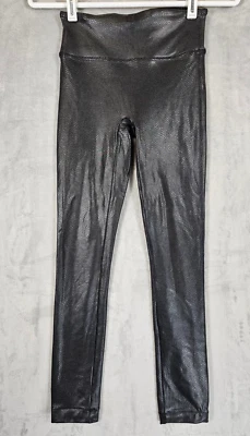 SPANX Cintura Alta Imitación Cuero Moto Leggings Mujer XS Pantalones Mate Negro Serpiente Foto 1 de 4