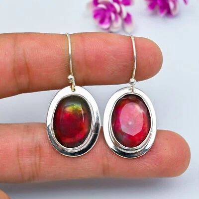 Ammolite Gemstone Handmade 925 Solid Sterling Silver Jewelry Earring Party Gift - Изображение 1 из 4