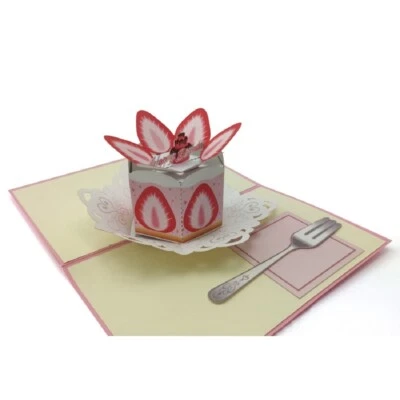 Carol Wilson Fine Arts E1 5x7" Pop Up Laser Cut Greeting Card - Birthday Dessert - Image 1 of 3