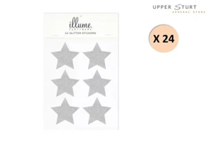 Silver Glitter Star Sticker Seals Pack of 24 Party Supplies FAST SHIPPING - Picture 1 of 1