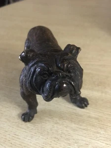Bull Dog French Sculpture Marked Cross Vtg. Patina Frenchcore English - Picture 1 of 12