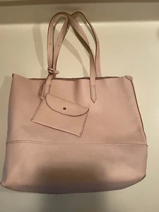 J. Crew Pink Flesh Color Leather Tote Bag Carryall - Picture 1 of 11