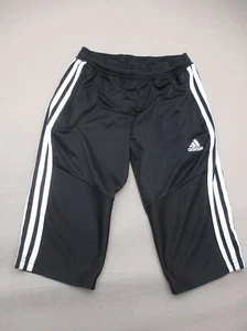 ADIDAS CLIMALITE Size 11-12 YRS Boys BLK Stretch Waist Pocket Athletic Capri 415 - Picture 1 of 7