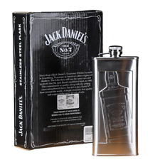 Jack Daniel's Etched Bottle Slim Boot Flask Gift Boxed Stainless Steel 6 oz