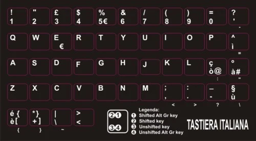 ADESIVI TASTIERA ITALIANA PANASONIC TOUGHBOOK E NETBOOK TASTI PICCOLI PC - Immagine 1 di 1