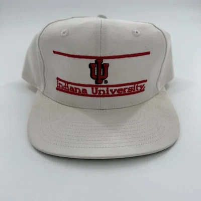 Gorra de baloncesto vintage de la Universidad de Indiana con espalda a presión blanca roja NCAA para hombre años 90 Foto 1 de 4