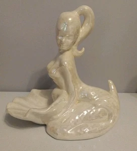 Vintage Handmade Ceramic Nude Mermaid Figurine Soap Dish Trinket Jewelry Holder - Picture 1 of 10