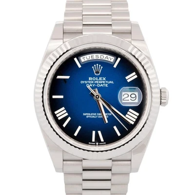 2025 бумаги Rolex день-дата президент 40 мм синий OMBRE белое золото 228239 часы коробка - Изображение 1 из 4