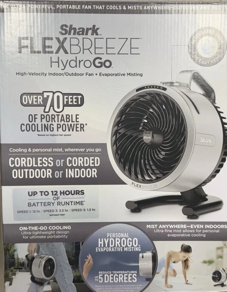 Shark - FlexBreeze HydroGo Fan, Ultra-powerful portable fan, Indoor & Outdoor... - Image 1 of 1